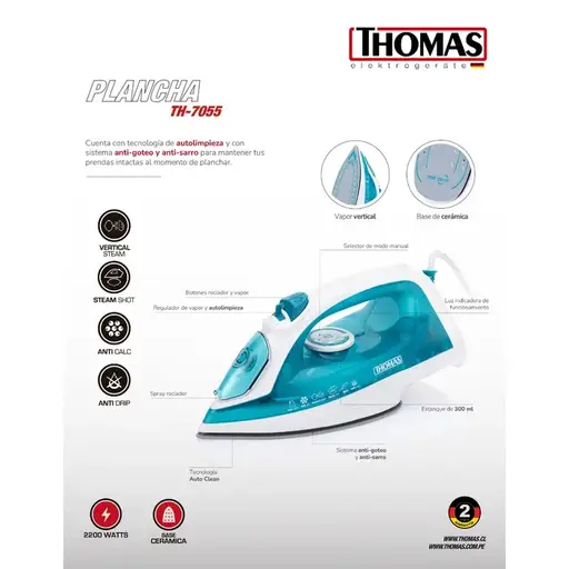 Plancha THOMAS a Vapor Vertical TH-7055 - Imagen 6