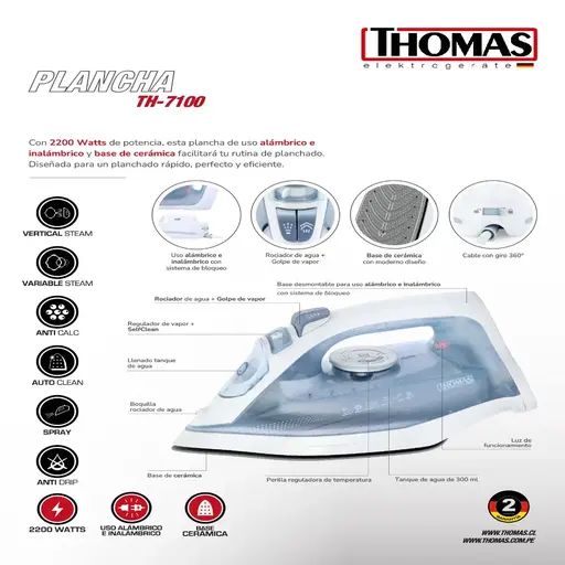 Plancha THOMAS Inalámbrica TH-7100 - Imagen 6